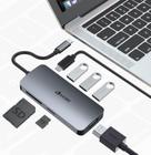 Hub Adaptador Para Notebook Tablet Smartphone 7 Em 1 Com Usb 3.0 5 Gbps Usb-c Hdmi Cartão Sd Micro