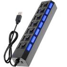 Hub Com 7 Portas Usb LED Chave Liga/desliga Para Notebook Pc Computador