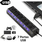 Hub USB 2.0 7 Portas com LED Indicador Expansão para Vários Dispositivos