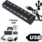 Hub USB 2.0 com 7 Portas e LED Expansão de Conexões Rápida e Funcional