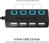 Hub USB 2.0 de 4 portas com interruptores individuais iluminados por LED (HB-UMLS) - Lehmox