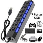 Hub USB 2.0 Extensor USB 7 Portas Switch On/Off Led Indicador 480mbps