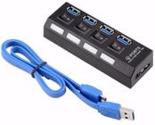 Hub Usb 3.0 Com 4 Portas High Speed 5 Gbps Com Teclas On-off