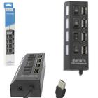 Hub Usb 4 Portas 2.0 - Com Led Indicador e Botão Liga Desliga Extensor Hi-Speed 480mbps LEY-21 Lehmox