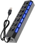 HUB USB, 7 portas USB 3.0 HUB USB Splitter 7 portas expansor com switch para PC 3.0