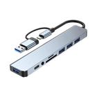 Hub USB 8 em 2 com Leitor de Cartão SD/TF - Estação de Acoplamento USB 3.0/2.0