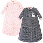 Hudson Baby Kid's Long Sleeve Fleece Sleeping Bag Sleepwear, Swan Pack, 0-9 Meses