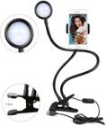 Iluminador Circular LED Selfie Ring Light Live Streaming com Suporte de Celular 2 EM 1