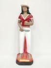 Imagem em gesso maria navalha calça branca blusa vermelha 22 cm - CASA FÉ