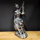 Imagem em gesso temis deusa da justiça sentada prata metalizado 32cm