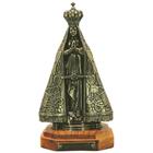 Imagem Nossa Senhora Aparecida metal dourado base de madeira 18cm