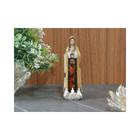 Imagem Nossa Senhora de Fatima resina madeira envelhecida e vitrais 15cm