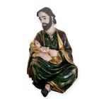 Imagem São José Sentado com Jesus no Colo 20cm Resina
