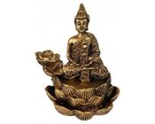 Incensário Cascata Flor de Lótus Buda Hindu Meditando 12cm - ASA