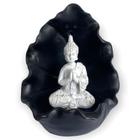 Incensário cascata Folha Buda Branco e preto 11 cm em resina - Lua Mística - 100% Original - Loja Oficial