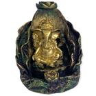 Incensário Cascata Folha Ganesha Verde Musgo 11 cm Resina - META ATACADO