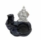 Incensário Cascata Ganesha Preto E Branco Em Resina 10 Cm - Bialluz Presentes