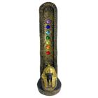 Incensario egipcio dourado 7 chakras Tutankamon 47177 vertical 22 cm em resina - Lua Mistica