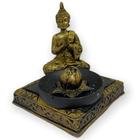 Incensário Quadrado Buda Mini dourado 8 cm em resina - Lua Mística - 100% Original - Loja Oficial