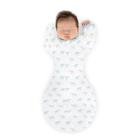 Incrível saco de swaddle transitório de bebê com braços para cima mangas de meio comprimento e algemas de luva, elefantes minúsculos, azuis, pequenos, 0-3 meses, pequenos (6-14 libras)