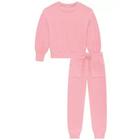 Infanti Conjunto Blusao e Calça Jogguer Canelado Rosa