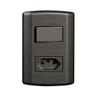 Interruptor de 1 Tecla Simples e Tomada 2p+t 20A , Modular, com Placa 4x2 e Suporte Grafite