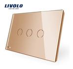 Interruptor Livolo Touch Led 3 Vias Completo - Gold