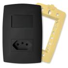 Interruptor Paralelo Three Way com Tomada 10A 4x2 Com Placa Grafite Brilho Home B.lux
