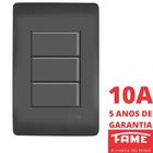 Interruptor Simples 1 Tecla e Paralelo Three Way 2 Teclas 10A Com Placa 4x2 Habitat Black FAME