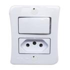 Interruptor Simples 1 Tecla + Tomada 20A 2p+t Externo Sobrepor Com Espelho Branco Bivolt 127v e 250v Linha Viena