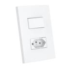 Interruptor Simples 10A 4x2 1 Tecla e Tomada 10A Branco Dubai Enerbras