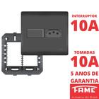 Interruptor Simples 10A e Tomada Padrão 2P+T 10A Com Placa 4x4 Habitat Black FAME