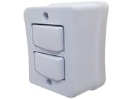 Interruptor Simples 2 Teclas 10A Sobrepor Externo Com Placa Espelho Branco Linha Viena