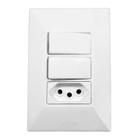 Interruptor Simples 2 Teclas + Tomada 20A 2p+t Com Espelho Branco Bivolt 127v e 250v Linha Dubai