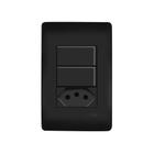 Interruptor Simples Duplo e Tomada 2P+T 20A Fame Habitat Black com Placa 4x2 Preto