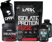 Isolate Fuse 900g Banana com Canela + Crea Fuse 150g + 2x Bcaa 60 Caps + Coq 700ml Caveira Dark Lab