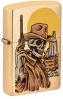 Isqueiro de bolso Zippo Wild West Skeleton Design em latão escovado