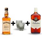 Jack Daniel's Honey com Balantines e dois copos vidro 45ml