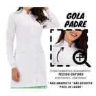 Jaleco Feminino Acinturado Gola Padre Oxford branco preto!!! - Visual Uniformes