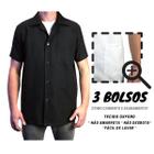 Jaleco Masculino Manga Curta Em Oxford Branco Preto