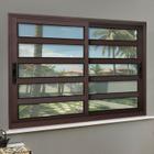 Janela Elite com Travessas 2 Folhas Moveis 120 X 120 Vidro Liso Corten