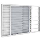 Janela Veneziana 3 Folhas 1,50m x 1m Com Grade Horizontal em Alumínio Branco com vidro Vitrolar