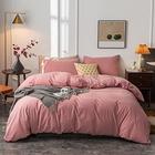 Janlive Algodão Lavado Edredom Cover King Ultra Soft 100% Algodão Solid Color Rose Duvet Cover Set with Zipper Closure -3 Pieces Pink Bean Paste King