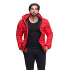 Jaqueta Bobojaco Masculino Impermeável Capuz Removível Inverno Vermelho