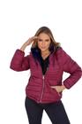 Jaqueta Casaco Blusa 2 Em 1 Dupla Face Puffer Peluciado C/ Capuz