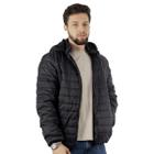 Jaqueta Casaco Puffer Bobojaco Corta Vento Capuz Removível Nylon Cor Preta