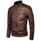 Jaqueta de couro masculina slim fit