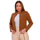 Jaqueta Feminina Couro Nobuck Casaco Forrado Blusa Impermeável