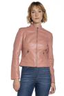 Jaqueta Feminina Couro Pu Lisa Polo Wear Rosa Claro