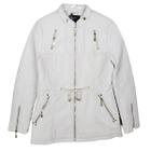 Jaqueta Feminina Parka em PU Trucker Forrada Off White Creme